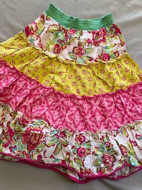 1989 Place Size 8 Girl's Ruffled Multicolored Peasnat Skirt 100% Cottton